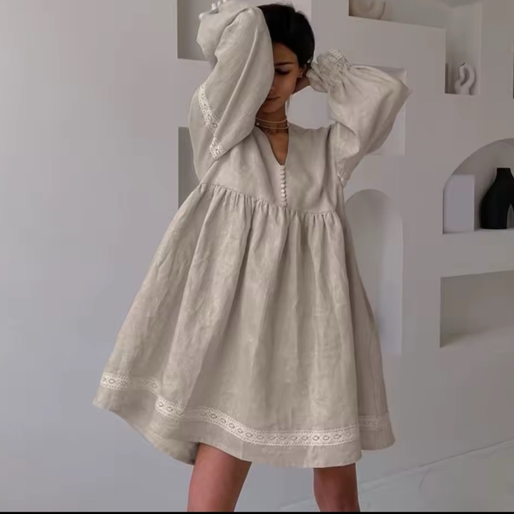 🎉HP! ONE LEFT! ❤️ Babydoll Long Sleeve Boho Swing Dress